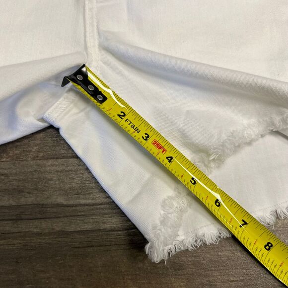 Miss Me High Rise Mid Short Women Size 26 White Denim Frayed Ends (404)‎ - Picture 5 of 10